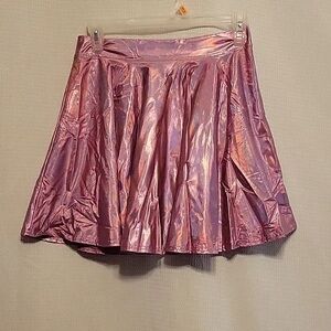 SHEIN Metallic Pink Skater Skirt